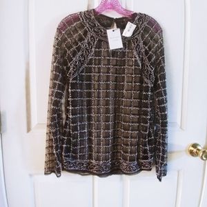 Endless Rose Top Black/Silver Beaded Top